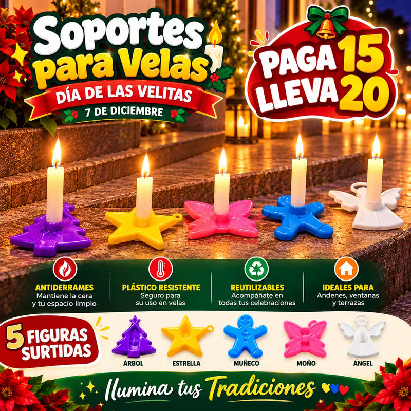 Kit de Portavelas para el Día de las Velitas 🕯️¡PAGA 15 Y LLEVA 20!