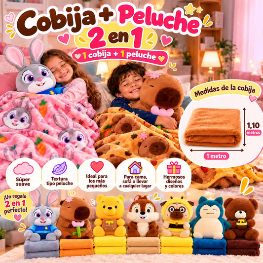 Cobija + Peluche 2 en 1 | ¡Suavidad y Diversión en un Solo Regalo!